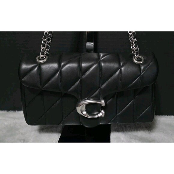 COACH Quilted Tabby 26 Bag Black Nappa Leather Silver Chain hardware - Picture 2 of 14